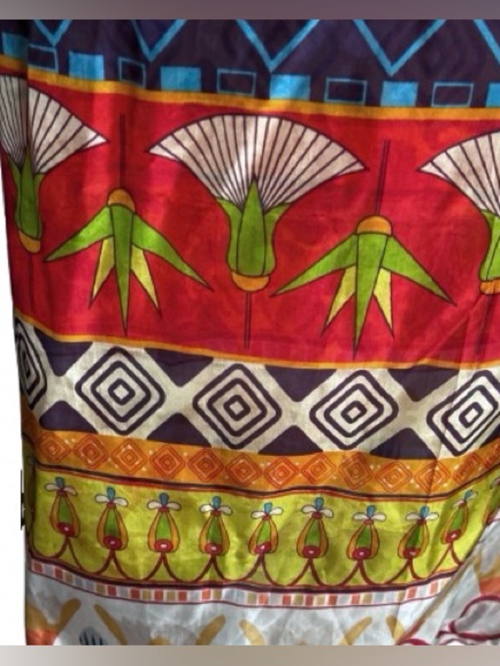Handmade Large Bohemian Art Deco 100 Silk Scarf Boho Floral Wrap Shawl Patchwork - Picture 13 of 13
